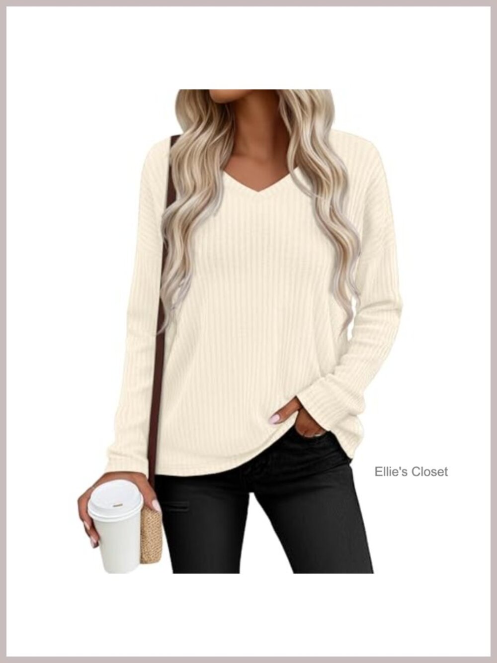 Women's V Neck Loose Fit Long Sleeve Pullover Sweater Polyester Spandex